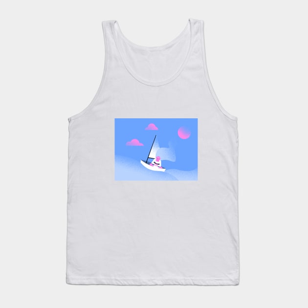 Girl on a boat in the ocean with a book in her hands Tank Top by leto Hi